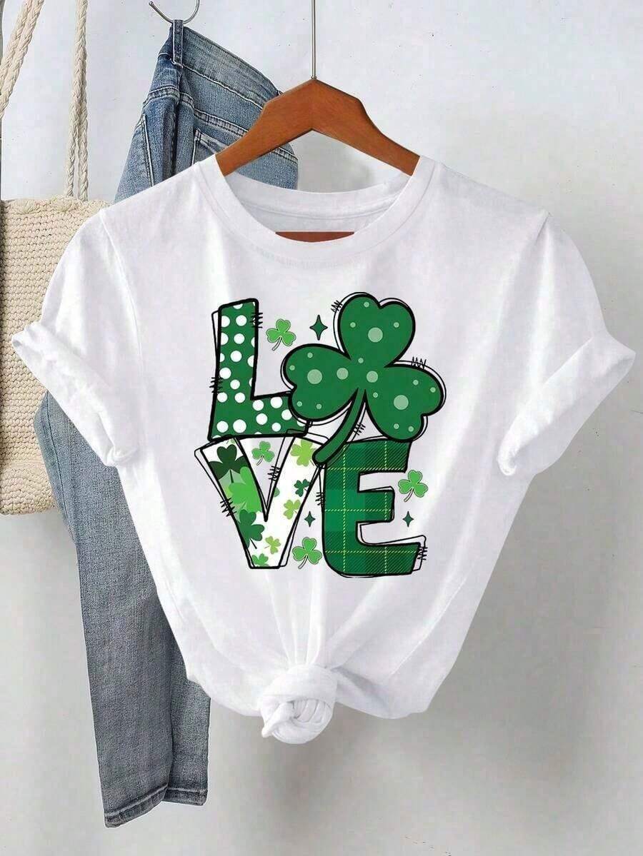 Women's Short-Sleeved T-Shirt With Round Neck And Print, 180g, Breathable, 100% Cotton, Comfortable Casual Top For Women, For Outdoor Activities, Daily Sports, Cool Summer Clothing. - 白色 4 - 查看 1