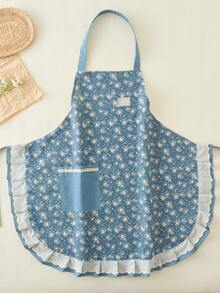 1pc New Lace Floral Sleeveless Apron With Halter, Fashionable Self-Contained Pocket, Suitable For Cafe, Bakery, Catering, Kitchen, Housework, Baking, Cooking, Gardening, Painting, Fishing, Unisex - Multicolor - View 14