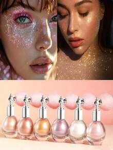 Glitter Highlighter Refill Empty Bottle, Bridal Body Glitter Shimmer Beads Hair Neck Collarbone Diamond Fragment Spray Highlighter Glitter, Aerosol Spray, Suitable For Body, Face, Hair, Arm Makeup, Carnival/Maldives Celebration/Masquerade Ball, Suitable For Face Contour Brightening, Exquisite Spray Head Design, Gentle Concealing Effect - Multicolor - View 1