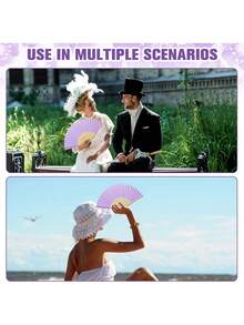 1/3/15/30pcs Elegant Purple Folding Fans, Includes Thank You Cards, Tags And Gift Bags, Bamboo Hand Fans For Bride, Bachelorette Party Wedding Bridal Party Decor, Bridesmaid Bamboo Hand Fans, Bachelorette Party Photo Props, Bridesmaid Gifts And Wedding Decor - Deep Purple - View 8