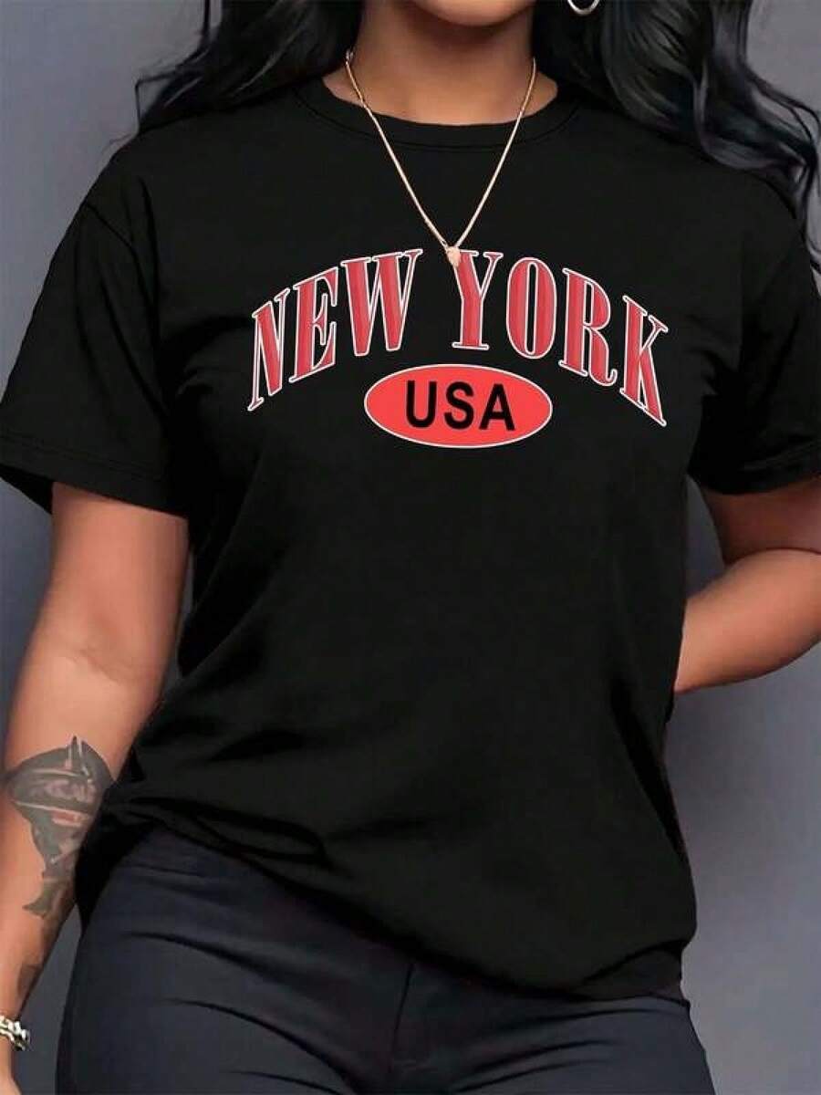 1 pieza Camiseta de manga corta de cuello redondo holgada unisex de 180g, 100% algodón puro transpirable y suave, estilo Y2K Bababask con estampado gráfico moderno, ideal para mujer y hombre, perfecta para uso diario, festivales, conciertos y todas las estaciones - Negro - Ver 1