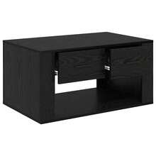 vidaXL Couchtisch Schwarz Eichen-Optik 80 x 50 x 40 cm Holzwerkstoff Wohnzimmer, Arbeitszimmer, Café, Garten, Poolbereich, Strand, Couchtisch, Beistelltisch, einfach zu montieren, Wohnaccessoires für Möbel. - Schwarz - Übersicht 4