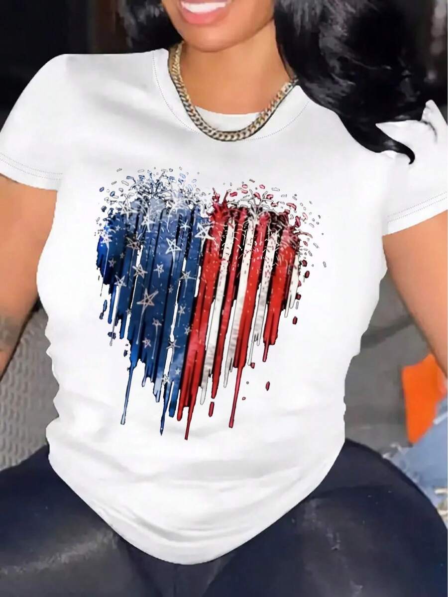 Women's Comfortable Round Neck Casual Cotton Blend Short Sleeve T-Shirt Soft Breathable Top Women's Clothing Summer Spring Streetwear - 白色 - 查看 1