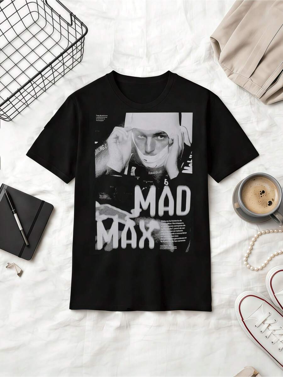 F1 Driver  Mad Max Retro Style Cotton T-Shirt - Black - View 1
