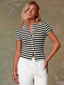Cárdigan rojo casual para mujer - Blanco y Negro - Ver 5