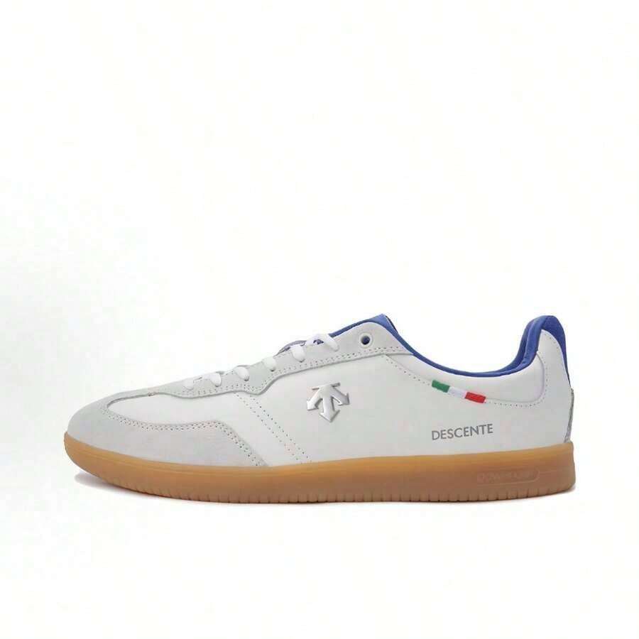 DESCENTE Edge Court Leather Low-Top Sneakers, Unisex, White And Blue - White and Blue - View 1