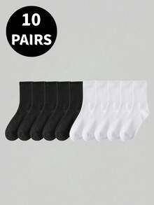 1/5/10 đôi tất cao đến đầu gối kẻ sọc đen trắng, unisex, làm từ vải co giãn bền, cổ tất bo gân, mũi tất liền mạch, thích hợp cho mặc hàng ngày, tập thể dục và đi bộ thông thường. - Nhiều màu - Xem 9