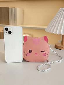 This Stylish Cartoon Winking Cat Coin Purse Features A Cute Zipper Design, A Korean-Style Round Mini Shoulder/Crossbody Style, And A Unique Design With A Comfortable And Versatile Shoulder Strap. Suitable For Everyday Outings And Leisure Activities, It Makes A Great Gift Choice. - Multicolor - View 7