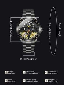 2026 New Arrival Men's Automatic Mechanical Watch, 30M Water Resistant, Stainless Steel Strap, Hollow-Out Business Gift - one-size - View 5