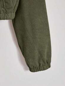Chaqueta con capucha de manga larga con forro térmico de unicolor para mujer, otoño/invierno - Verde militar - Ver 4