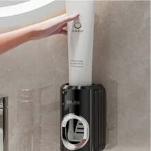 1pc No-Drill Wall-Mounted Automatic Toothpaste Dispenser, Bathroom Home Use Toothpaste Organizer, Trace-Free Adhesive Paste Wall Use - A - View 6