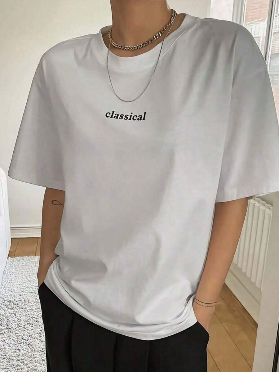 Camiseta Casual de Manga Corta para Mujer con Diseño Clásico Estampado, Cuello Redondo, Lavable a Máquina, Imprescindible para Primavera y Verano, Camiseta para Damas, Ropa Casual, Ajuste Cómodo - Blanco - Ver 1