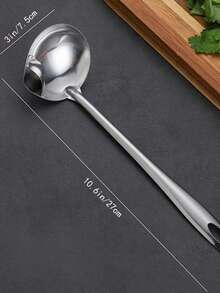 1 buah Sendok Pemisah Minyak Stainless Steel - Sendok Penyaring Lemak, Cocok untuk Sup dan Kuah, Alat Penyaring Lemak untuk Hot Pot, Dengan Gagang Panjang dan Corong Tuang, Mudah Menuang, Struktur Kokoh, Cocok untuk Penggunaan di Dapur, Aksesori Dapur - MultiWarna - View 3