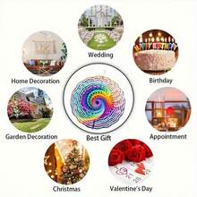 1pc 3D "Colorful Swirl Pattern" Rainbow Style Spring/Summer Garden Patio Spinner Decor, 360° DIY Creative Design, 25.5cm/10in X 25.5cm/10in (Excluding Pendant), Random Style - A - View 6