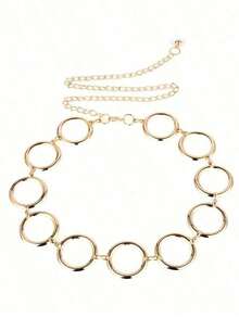 1pc Minimalist Geometric Round Single-Layer Body Chain, Punk Metal Waist Chain For Women - Multicolor - View 7