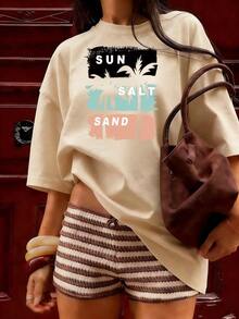Summer And Beach Style Short Sleeve T-Shirt, Fashionable Short Sleeve T-Shirt For Spring And Summer 2026, Made In Mexico, 180 Grams. Cartoon Print, Couple Design, Suitable For Indoor Or Outdoor Wear. Crew Neck, Unisex, Ideal For Office And Leisure. One-Piece Pack. - APR-P631577SLNDXZGY471 - 查看 3