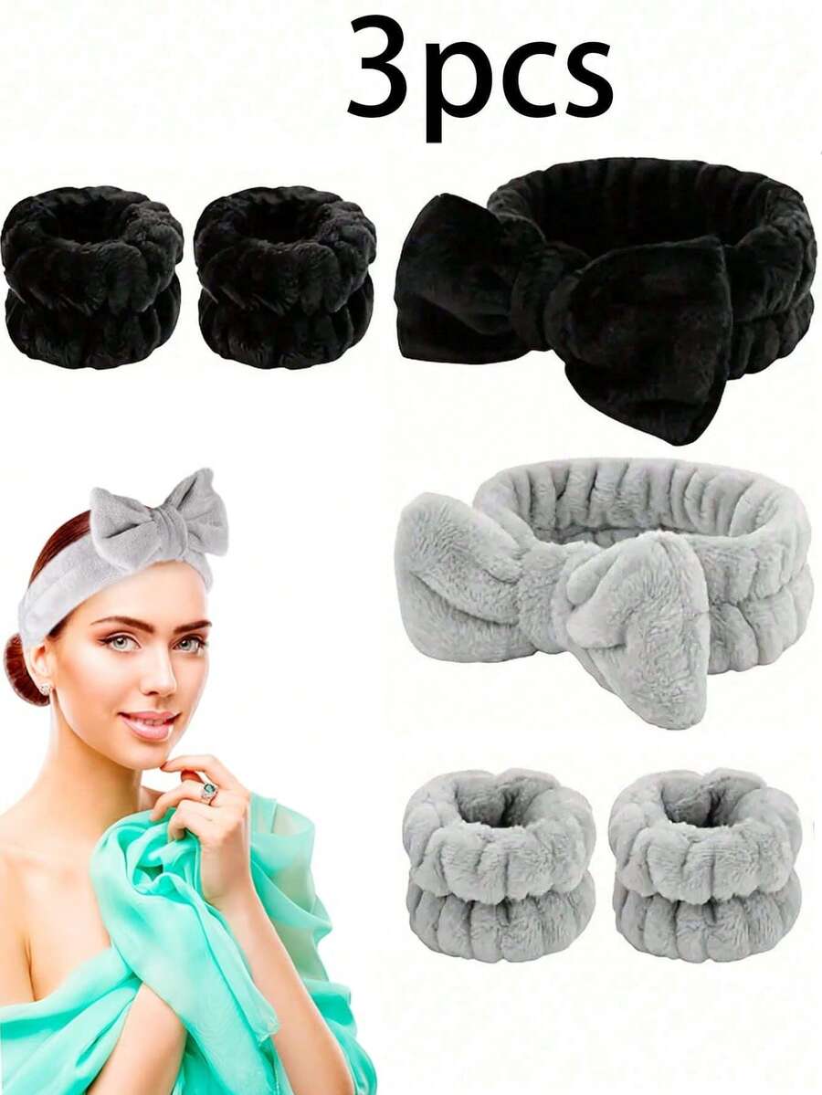 Bộ băng đô trang điểm nơ xinh xắn, bộ băng đô làm đẹp ấm áp.