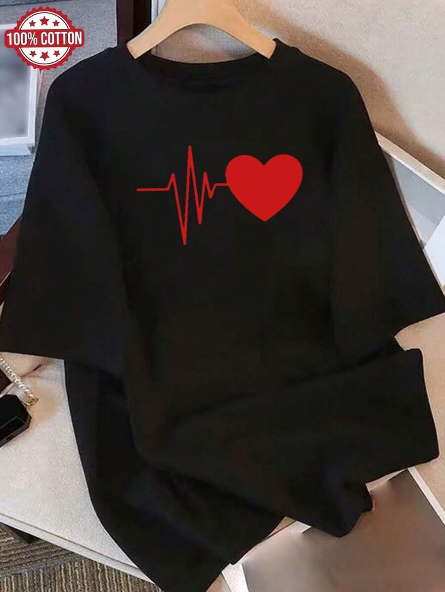 Women's T-Shirt: Modern Summer T-Shirt In Pure Cotton, Loose Round Neck, Versatile Clothing For Women, Comfortable Casual T-Shirt For Teenagers, Vibrant And Youthful Short Sleeve Tops For Daily Wear. - 黑色 - 查看 1