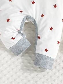 3pcs/Set Baju Terusan Bayi Laki-laki Kasual Nyaman Musim Semi Musim Gugur Baru Motif Bintang Garis Tipis Lengan Panjang - Merah - View 11