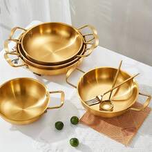 1pc Stainless Steel Golden Ramen Pot, Hot Pot, Soup Pot, Crayfish Seafood Kitchen Cookware, Kitchenware, Restaurant Supplies - View 2