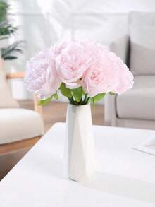 5pcs Artificial Pink Peony Flowers, Silk-Like Peony Leaves, Light Pink Fake Flowers, Suitable For Wedding, Home, Office, Party, Window Sill Decor, Dining Table Centerpiece, DIY Bridal Bouquet, Arch Decor, Indoor & Outdoor Spring Floral Decor, Valentine's Day, Mother's Day, Anniversary Celebration Decor, Gift For Girls, Women, Mothers, Fathers - Pink - View 4