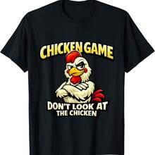 Chicken Game Pun Funny Chicken Joke Meme T-Shirt - Black - View 1