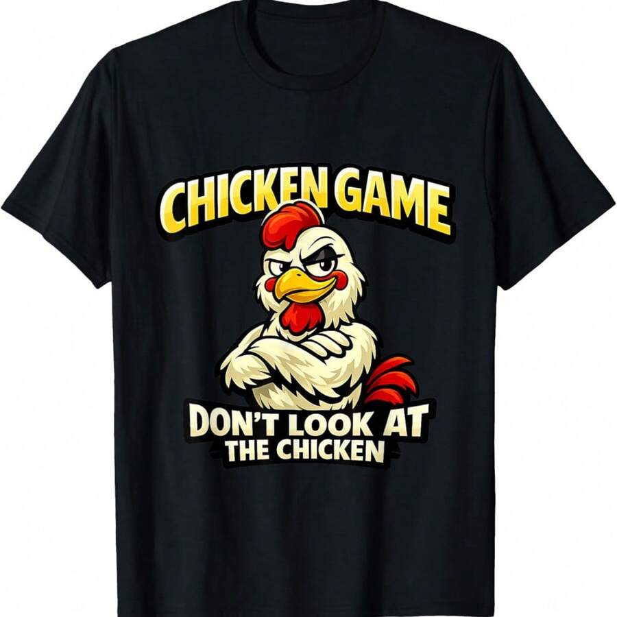 Chicken Game Pun Funny Chicken Joke Meme T-Shirt - Black - View 1