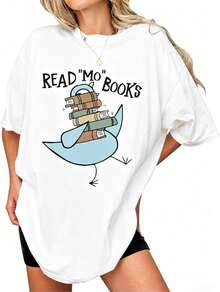 Blusa para mujer con estampado Read More Books, temática de lectura ideal para amantes de los libros, estilo casual súper linda y muy versátil, cómoda para uso diario, escuela y salidas informales, fácil de combinar para lucir un estilo encantador y original P5JJ - Blanco - Ver 2