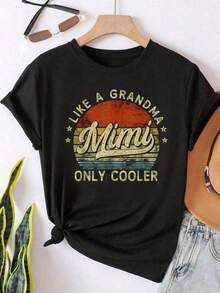 1 Piece Mimi T-Shirt "Like A Grandma, Only Cooler" For Mother's Day, 100% Cotton, 180g. - Black - View 1