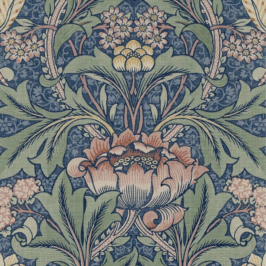 William Morris Vintage Floral Peel & Stick Wallpaper - Sage Green/Purple, Easy Apply For Kitchen, Bedroom, Living Room Decor, - A - View 1