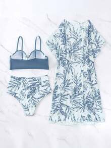 Swim Lushoire Tankini con estampado de plantas - Celeste - Ver 5
