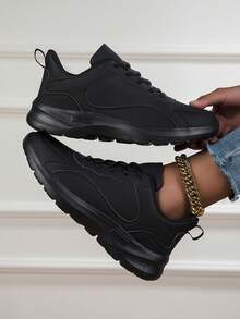 Neue Damen-Sneaker in Großen Größen, Lässig, Leicht und Bequem, Komplett Schwarz, Arbeitsschuhe, Herren-Sneaker, Laufschuhe, Arbeitsschuhe für Catering und Küche am Labor Day - Schwarz - Übersicht 2