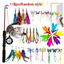 Extendable Cat Teaser Wand Toy, Indoor/Outdoor Cat Interactive Fishing Rod Toy With Replaceable Feather, Caterpillar, Butterfly And Fish Decorations - View 10