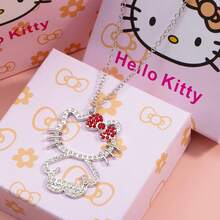 SANRIO 1件可爱KT猫项链，镶钻小猫吊坠项链，日式风格 - 01 - 查看 3