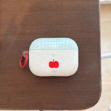 Apple Pattern Korean Style Minimalist Splatter Paint Red Apple With Hanging Loop Earphone Case Compatible With Airpods 4th Gen, Cute Earphone Cover Compatible With Airpods 2nd/3rd Gen, New Pro 3, Pro 2, Suitable For Spring/Summer, Birthday/Holiday Gift - White - View 5