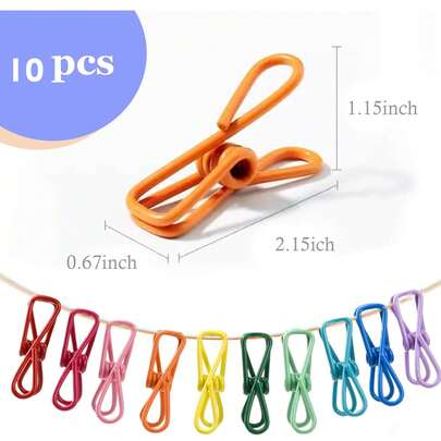 Bộ 10/20 kẹp quần áo kim loại nhiều màu, kẹp lò xo phủ lớp bảo vệ, bền và chống gỉ, kẹp chắc chắn, dùng để phơi quần áo, treo tất, ảnh, giấy tờ, trong nhà bếp, văn phòng, sắp xếp nhà cửa, kẹp đa năng.