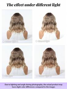 Tóc giả ngắn màu nâu ombre vàng gợn sóng 14 inch có mái, chất liệu sợi tổng hợp chịu nhiệt cao, kiểu dáng tự nhiên, không cần keo dán, liền mạch, dễ dàng sử dụng hàng ngày, đi làm, đi học, hẹn hò, sinh nhật, Halloween, Giáng sinh, Lễ Tạ ơn, lễ hội âm nhạc, phong cách Y2K, quà tặng cho bạn bè, chị em gái, mẹ, bạn gái. - Màu nâu ombre - Xem 8