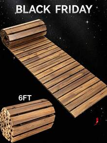 6FT/12FT Roller Shutter Wooden Garden Path - Durable Pine Outdoor Walkway, Christmas Home Decoration, Courtyard Path, Wooden Flooring, Suitable For Courtyards, Beaches, And Wedding Parties - Weather Resistant Decorative Wooden Walkway | Outdoor Courtyard Decoration | Outdoor Deck Decoration | Outdoor Walkway Paving Stone - 直角-144英寸 - 查看 4