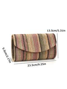 Shiny Woven Envelope Clutch Bag, Elegant Fashion Evening Bag For Beach, Party, Wedding - Multicolor - View 2