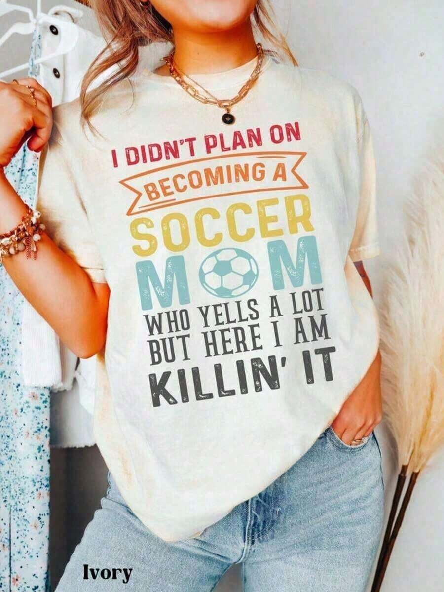Camiseta Blanca Mujer con Diseño de Texto Colorido, Estilo Veraniego - Negro - Ver 1