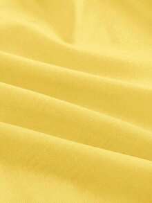 Blusa corta y ajustada de estilo elegante y vacacional, con cuello asimétrico y estampado jacquard de unicolor, para el verano - Amarillo 2 - Ver 3