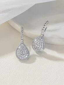 1 Pair Women's/Vintage Zirconia Teardrop Earrings, Delicate & Elegant, Minimalist & Versatile, Suitable For Gifting On Holidays, Dates, Parties, Gatherings - Multicolor - View 8