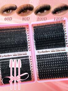 Eimny Bộ 800 sợi mi giả dạng chùm, độ dày 60D, 80D, 100D, 120D, độ cong D, kích thước hỗn hợp 8-16mm, kiểu dáng hoạt hình, mi giả mọc tự nhiên, 40 hàng, dung lượng lớn, dày dặn, tạo độ phồng tự nhiên, kèm 3 cọ chải mi, phù hợp cho người mới bắt đầu tự làm tại nhà. - D - Xem 9