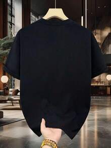 Camiseta de hombre de cuello redondo y manga corta con estampado, hombre slim summer casual media manga, diseño moderno y cómodo, estilo urbano, diseño estampado, camiseta casual, camiseta básica, para hombres y mujeres, para hombres y mujeres, para parejas100% cotton - Negro - Ver 2