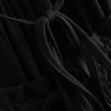 Dobby Mesh Self-Tie Ruffled Halter Dress - Negro - Ver 9