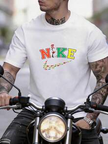 [2026 New products] Fashionable Summer Men's Short Sleeve Round Neck T shirt, Breathable Comfortable Solid Color Top, Versatile  Printed Casual Tee for Men, Suitable for Daily Leisure, Outdoor Riding, Street Hangout, Travel and Vacation, All match Casual Men's Daily Top - Bianco - Visualizzare 1