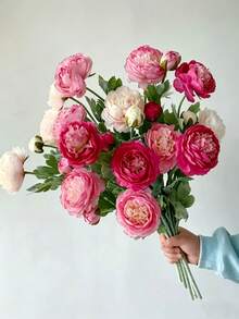 Artificial Peony And Rose Flowers, Non-Fading Plastic Floral Bouquet, Suitable For Home Decor, Living Room, Bedroom, Balcony, Tabletop, Floral Arrangement, Kitchen, Bathroom, Fireplace, Outdoor Decor, Lawn, Garden, Wedding Party, Scene Decoration, Bridal Bouquet, Valentine's Day, Birthday And Graduation Gifts - Peony Flower-purple - View 9