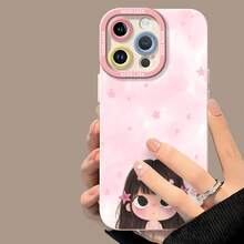 Funda para móvil con diseño de niña adorable, estrellas y flores. Compatible con fundas para móviles , Apple, VIVO, OPPO, , Transsion, ,  y Honor. Fabricada en TPU, ofrece protección contra golpes y caídas. Un regalo ideal para familiares y amigos. - Blanco - Ver 4