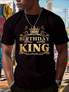 Camiseta Gráfica 2D para Hombre con Diseño de Corona, Ideal para Fiestas, Vacaciones y Uso Casual. Esta camiseta, completamente lavable a máquina, es ideal para atuendos de celebración y diseños estampados. - Negro - Ver 7