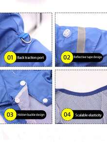 Áo mưa cho thú cưng màu xanh dương, chất liệu sợi polyester nhẹ, có dải phản quang, che phủ toàn thân, phù hợp cho cả bốn chân, chống thấm nước, lý tưởng cho chó Poodle cỡ nhỏ và trung bình mặc quanh năm. - Nhiều màu - Xem 3